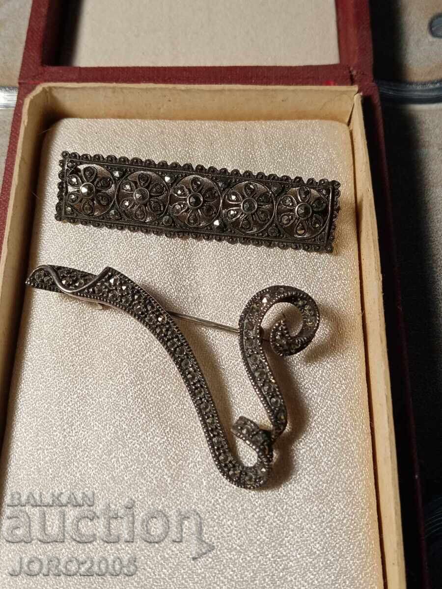 Brose din argint si marcasite