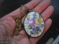 OLD NECKLACE PENDANT PORCELAIN