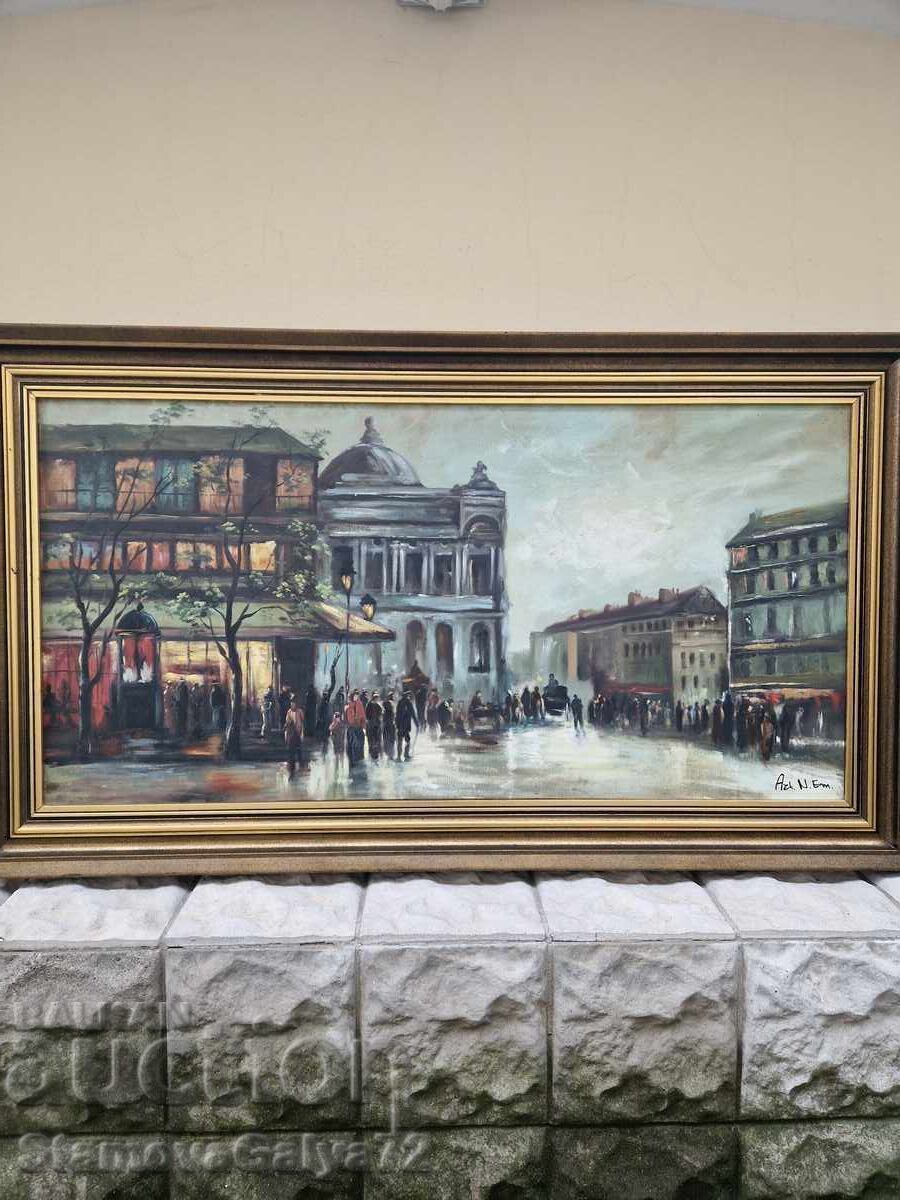 Auction Lovely large antique oil on canvas painting Auction Lovely large antique oil on canvas painting