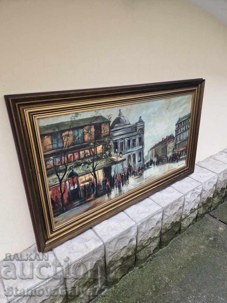 Lovely large antique oil on canvas painting - 6 Lovely large antique oil on canvas painting - 6