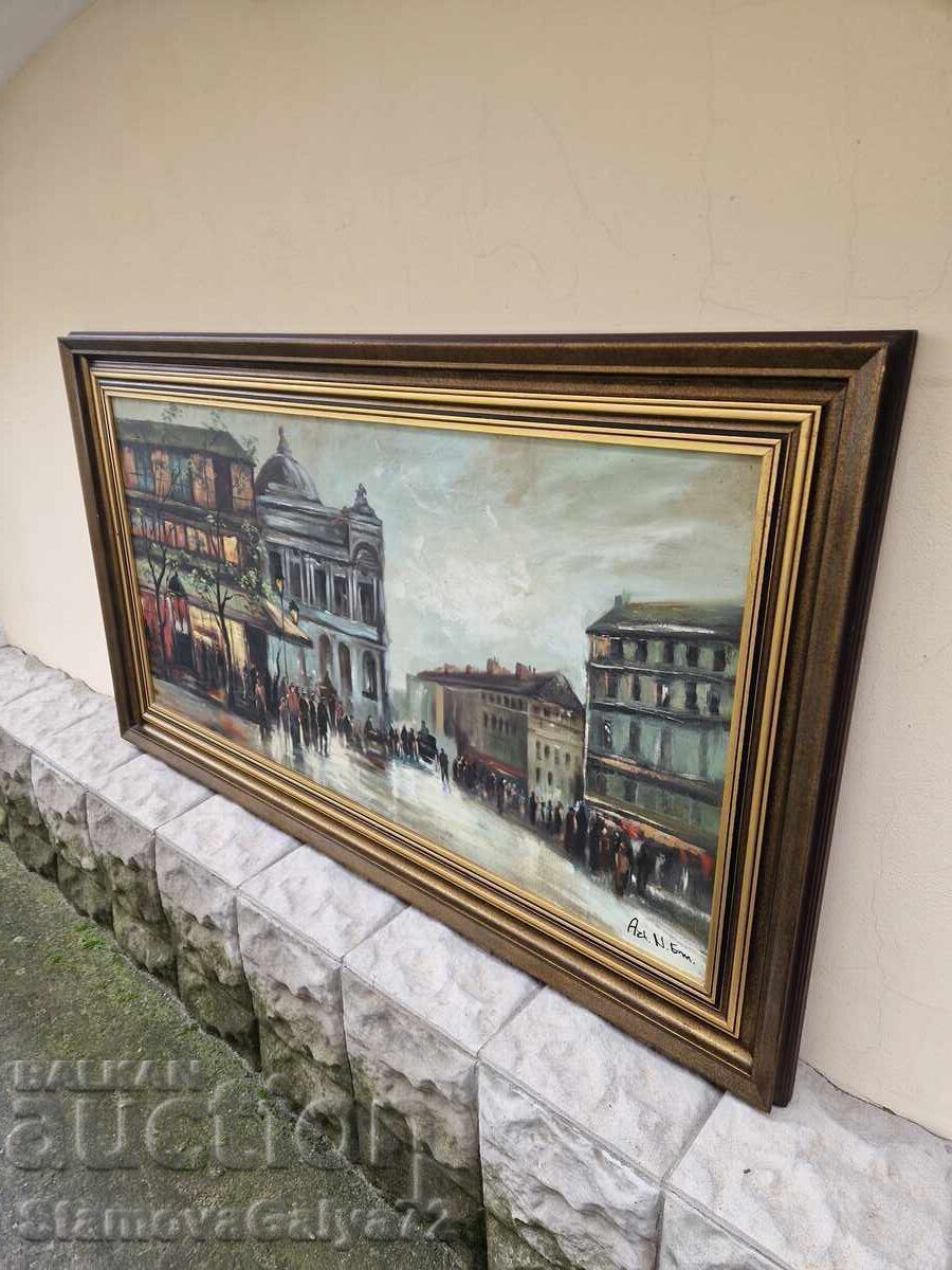 Lovely large antique oil on canvas painting - 7 Lovely large antique oil on canvas painting - 7