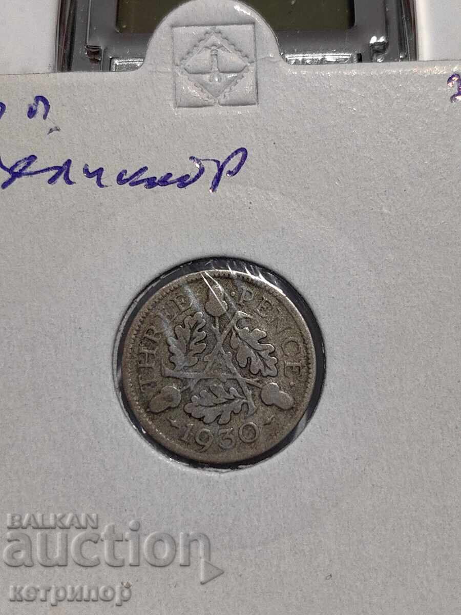 3 pence 1930 Great Britain silver