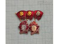 YOUTH ORGANIZATIONS USSR BADGE LOT OF 5 NUMBERS