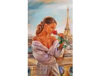 UNICAT! Tablou mare, în ulei, SEARĂ ROMANTICĂ, pictor