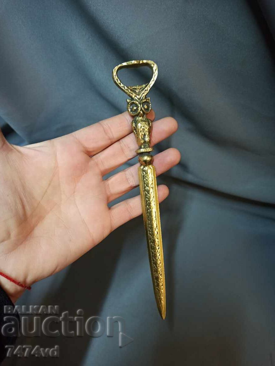 Delivery of RARE BRONZE BOTTLE OPENER AND LETTER KNIFE WITH OWL Delivery of RARE BRONZE BOTTLE OPENER AND LETTER KNIFE WITH OWL