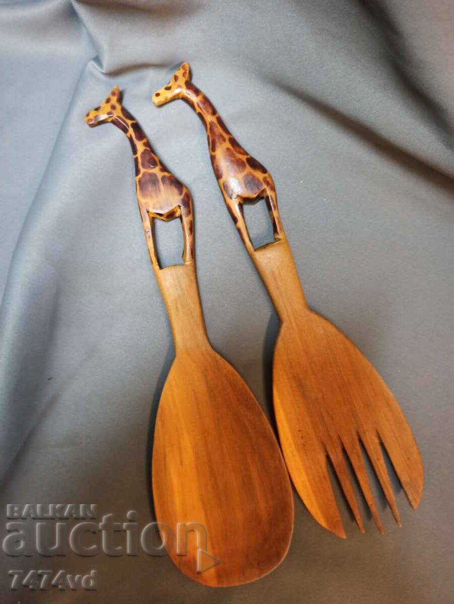 CUTLERY. HANDMADE AFRICA WITH GIRAFFE - 5 CUTLERY. HANDMADE AFRICA WITH GIRAFFE - 5