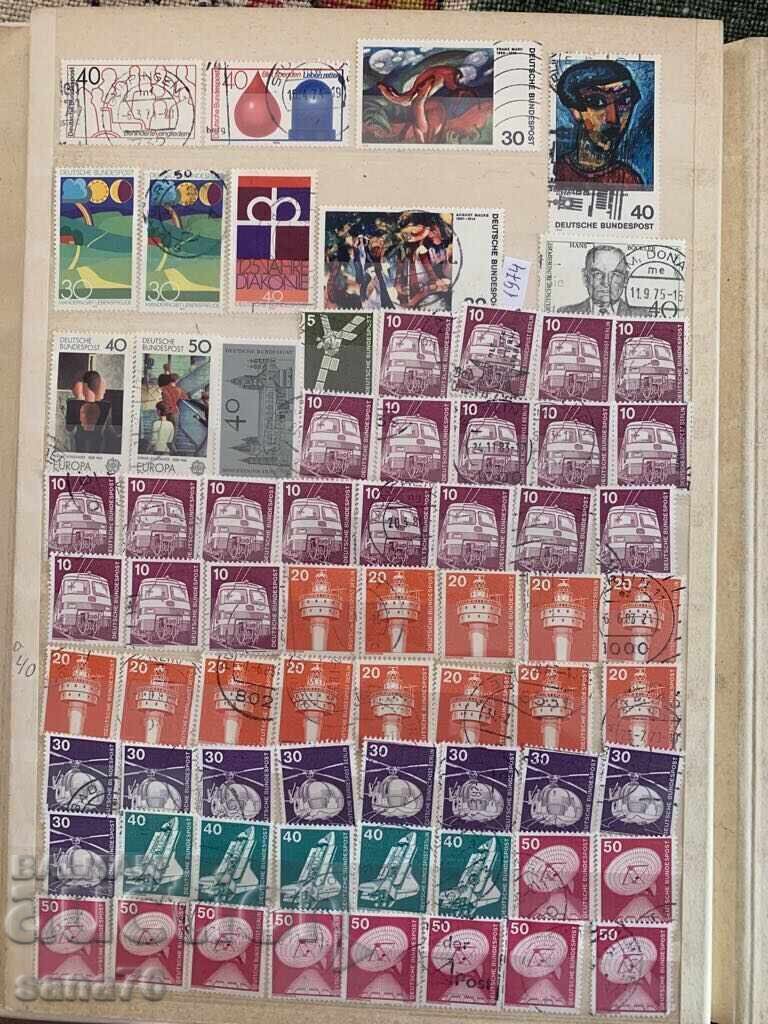 Lot of old stamps from the Federal Republic of Germany - From 1954 to 1990 - 595 pieces - 5 Lot of old stamps from the Federal Republic of Germany - From 1954 to 1990 - 595 pieces - 5