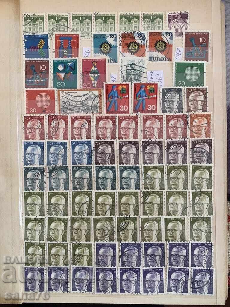 Lot of old stamps from the Federal Republic of Germany - From 1954 to 1990 - 595 pieces - 6 Lot of old stamps from the Federal Republic of Germany - From 1954 to 1990 - 595 pieces - 6