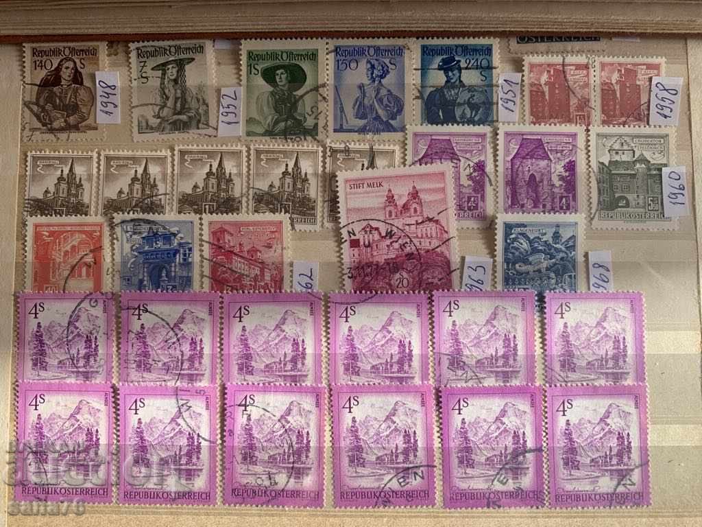 Lot timbre vechi din Austria - Din 1948 pana in 1981 - 122 bucati