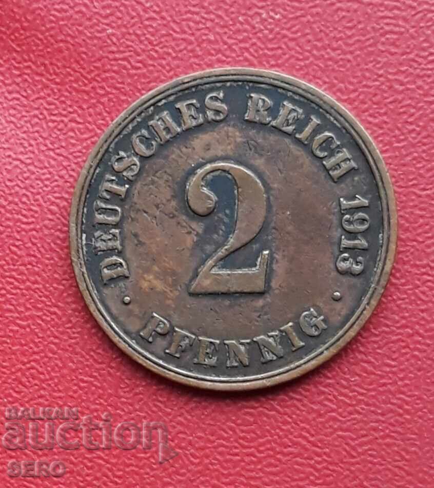 Germania-2 pfennig 1913 J-Hamburg