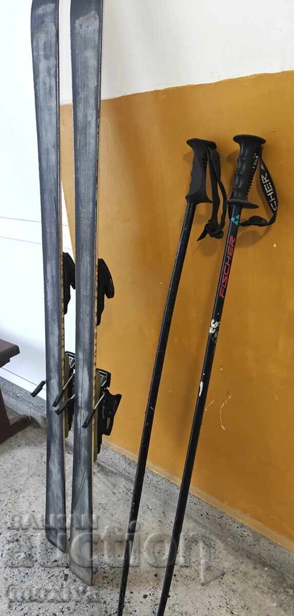 Auction Skis Fischer 160 cm. + Salomon automatic skis + poles Auction Skis Fischer 160 cm. + Salomon automatic skis + poles