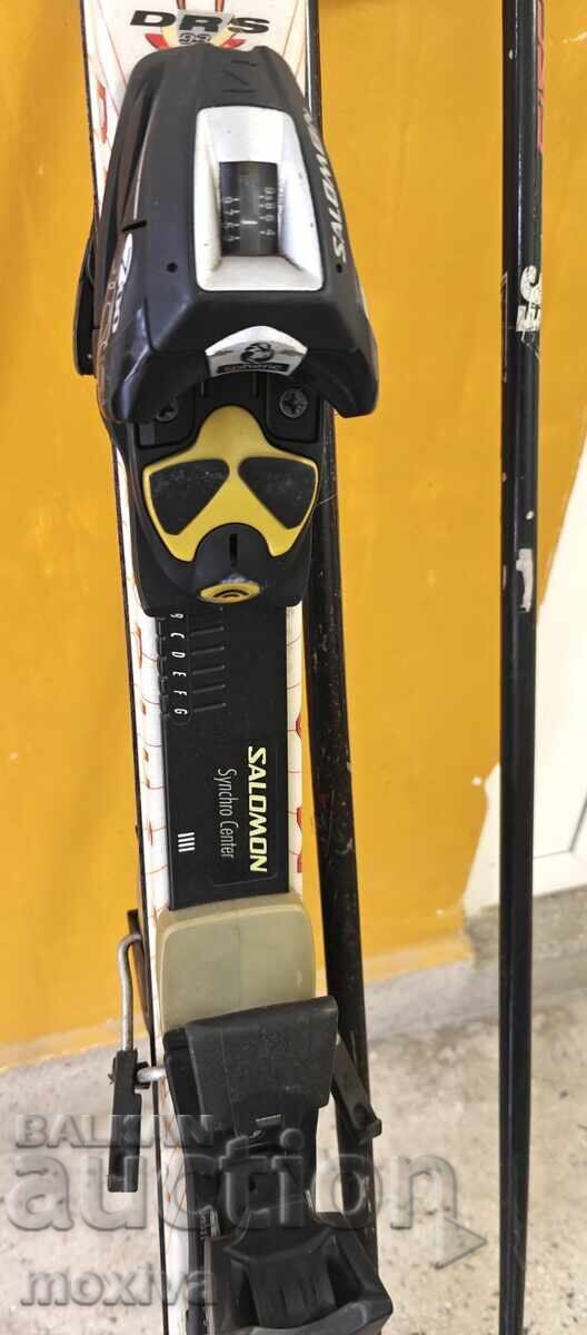 Skis Fischer 160 cm. + Salomon automatic skis + poles - 5 Skis Fischer 160 cm. + Salomon automatic skis + poles - 5