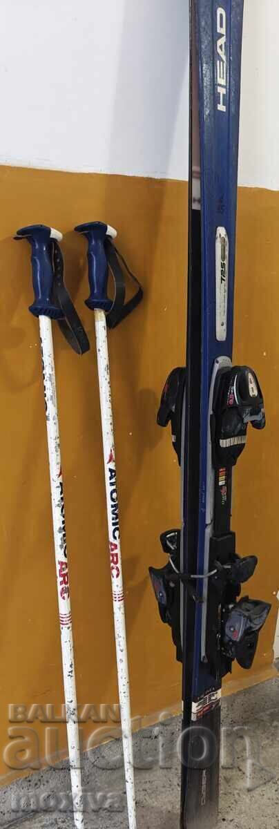 Ski Head 163 cm. + Tyrolia automatic skis + poles - 5 Ski Head 163 cm. + Tyrolia automatic skis + poles - 5