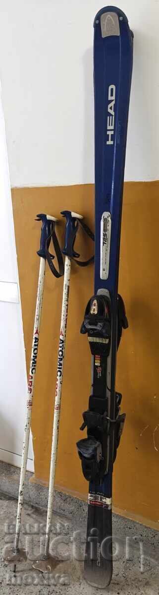 Ski Head 163 cm. + Tyrolia automatic skis + poles - 6 Ski Head 163 cm. + Tyrolia automatic skis + poles - 6