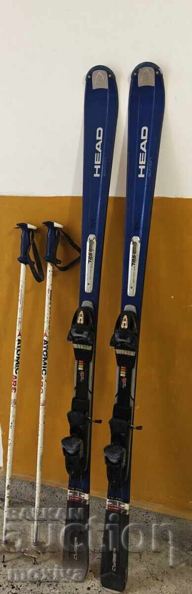 Ski Head 163 cm. + Tyrolia automatic skis + poles Ski Head 163 cm. + Tyrolia automatic skis + poles