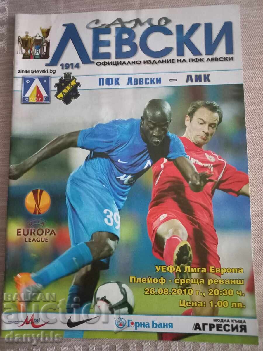 Football program - Levski - AIK 2010