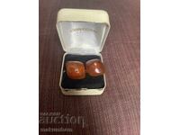 Amber and gold-plated cufflinks