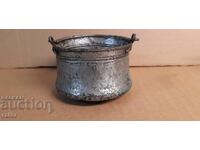 Old copper tin-plated dated cauldron - 1918. Menche