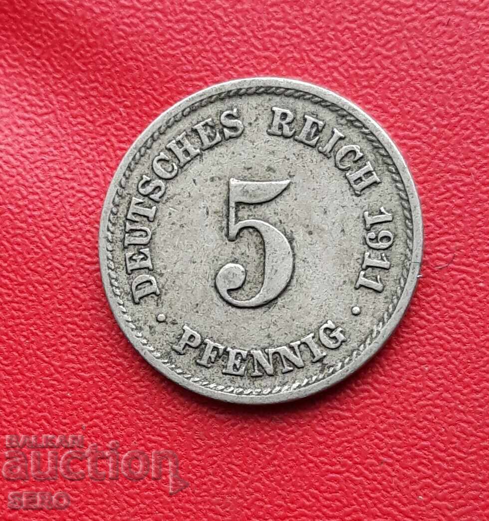 Germania-5 Pfennig 1911 F-Stuttgart