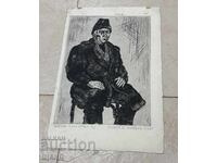 1970 Maestrul desenând figura în virgulă uscată portret bărbat