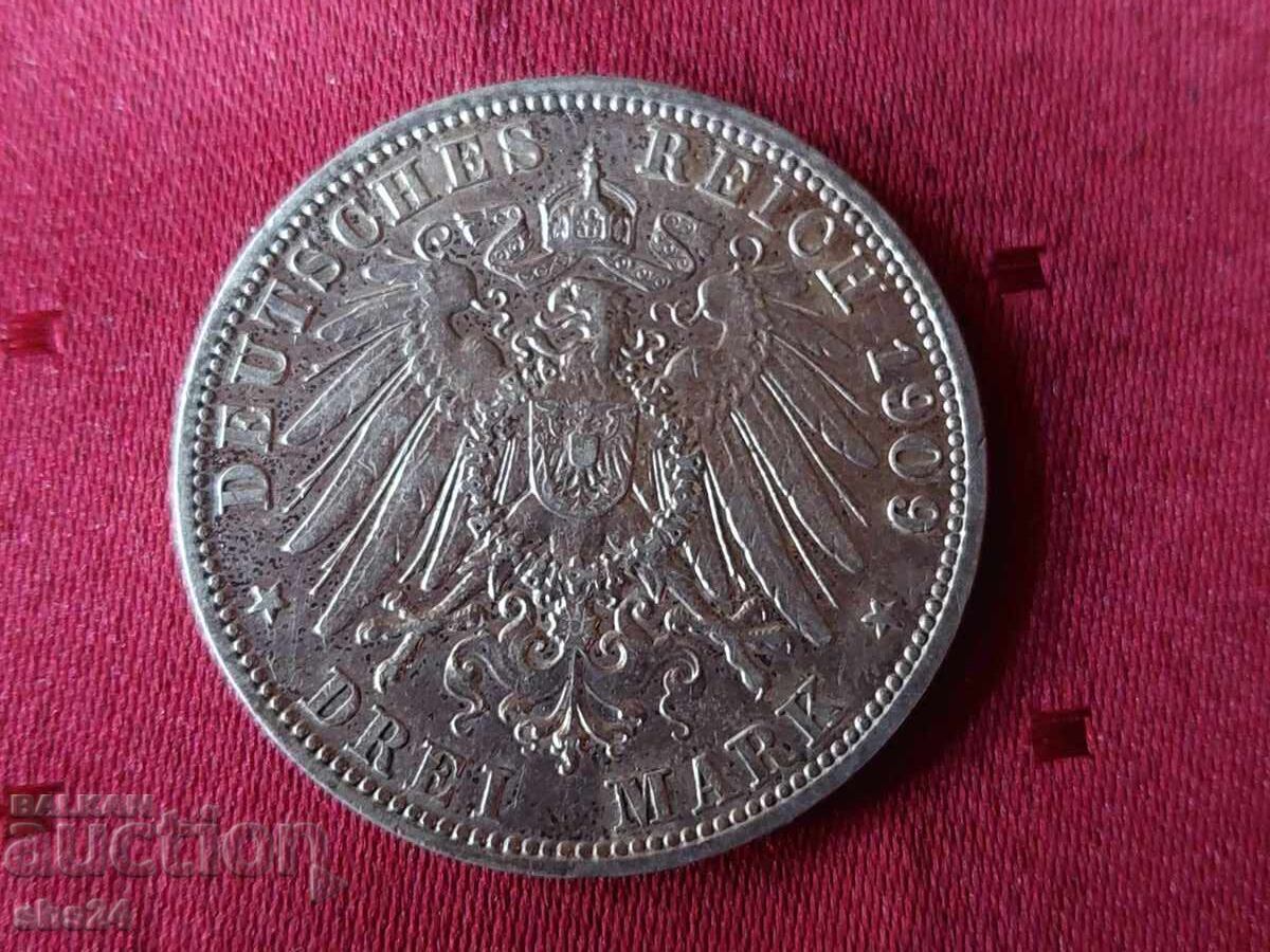 3 Stamps 1909-A Wilhelm II 3 Stamps 1909-A Wilhelm II