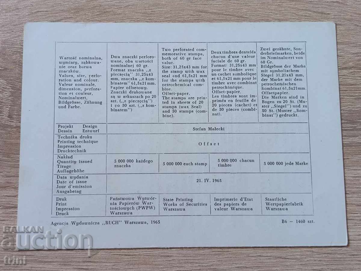 Δημοπρασία Πολωνία 1965 20 ΑΠΟ ΤΗΝ ΥΠΟΓΡΑΦΗ ΤΗΣ ΣΥΝΘΗΚΗΣ ΠΟΛΩΝΙΑΣ-ΣΟΒΙΕΤ Δημοπρασία Πολωνία 1965 20 ΑΠΟ ΤΗΝ ΥΠΟΓΡΑΦΗ ΤΗΣ ΣΥΝΘΗΚΗΣ ΠΟΛΩΝΙΑΣ-ΣΟΒΙΕΤ