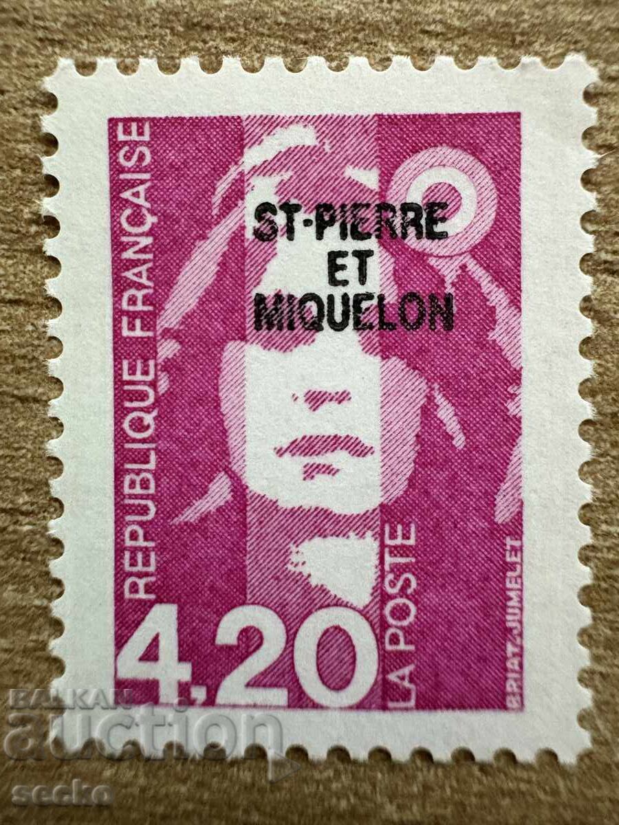 Saint Pierre and Miquelon - French Overprint Stamp (1993) MNH