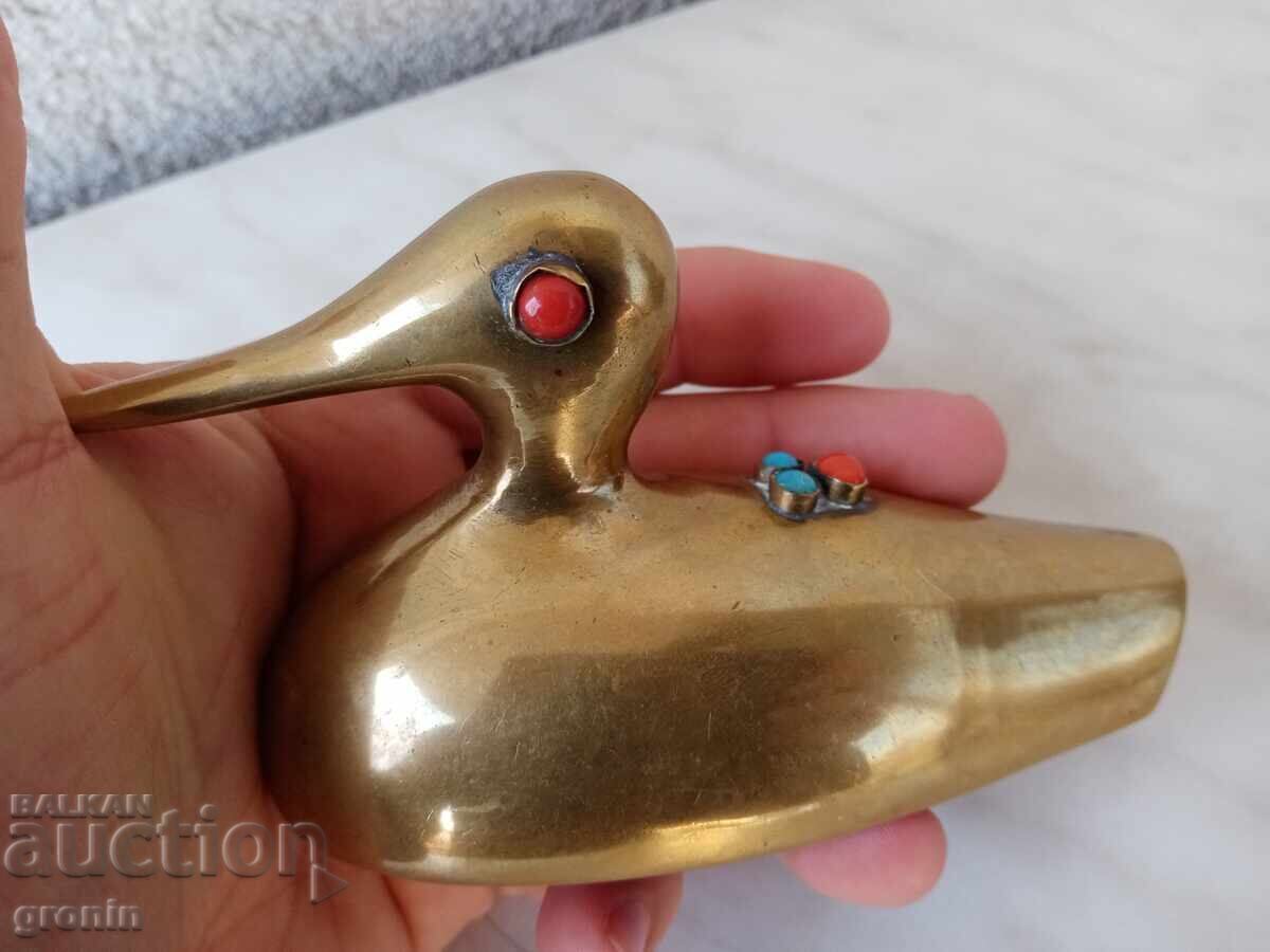 Auction Bronze, Prespapiere, figure, brass, coral, art deco duck, bird, Pp Auction Bronze, Prespapiere, figure, brass, coral, art deco duck, bird, Pp