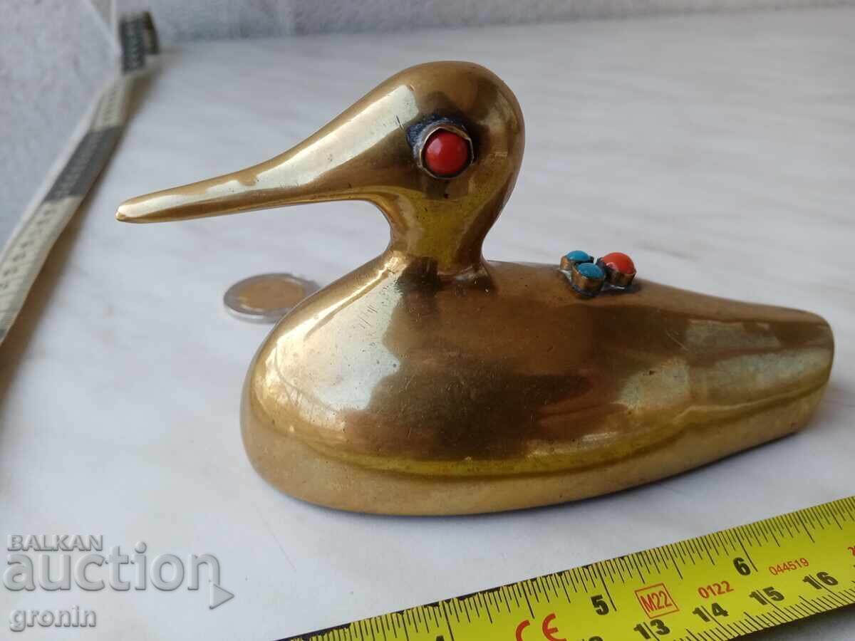 Bronze, Prespapiere, figure, brass, coral, art deco duck, bird, Pp - 6 Bronze, Prespapiere, figure, brass, coral, art deco duck, bird, Pp - 6