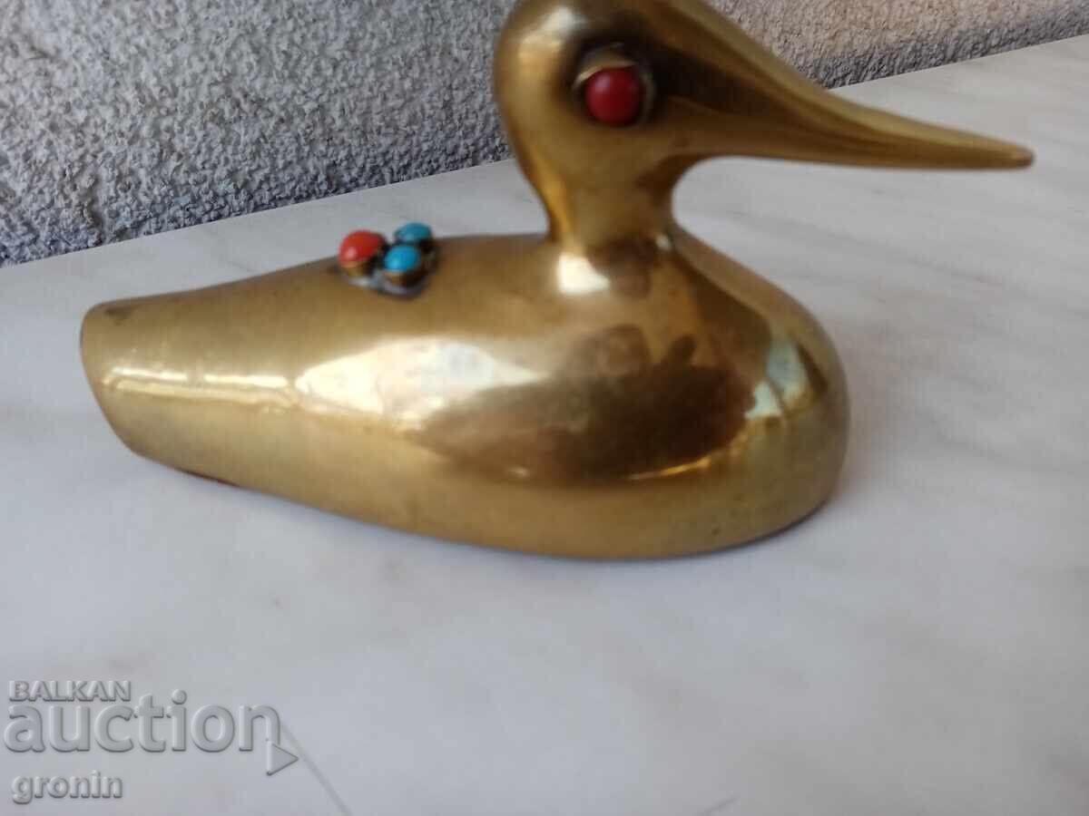 Bronze, Prespapiere, figure, brass, coral, art deco duck, bird, Pp - 7 Bronze, Prespapiere, figure, brass, coral, art deco duck, bird, Pp - 7
