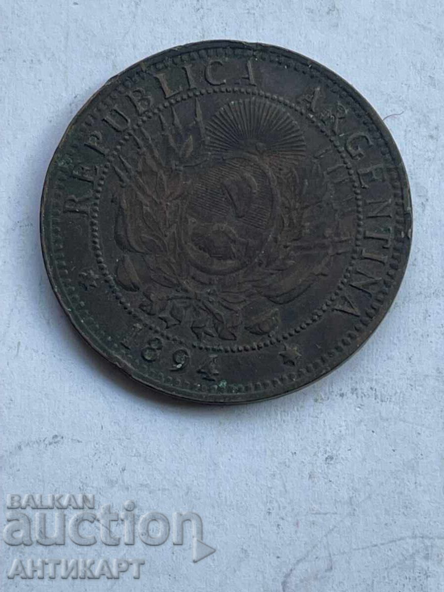 Moneda Argentina dos centavos 1894