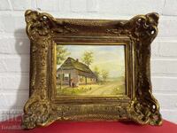 Unique author's painting oil on wood in a baroque frame