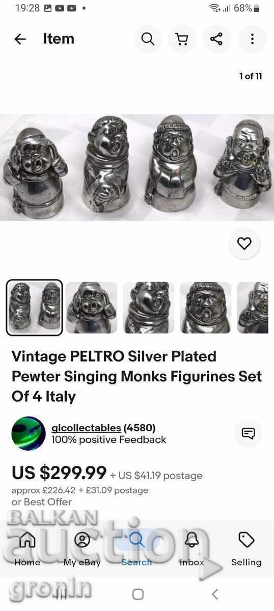 Figure, marked, Italy, monk singing, vintage, Italy, Pewter - 7 Figure, marked, Italy, monk singing, vintage, Italy, Pewter - 7