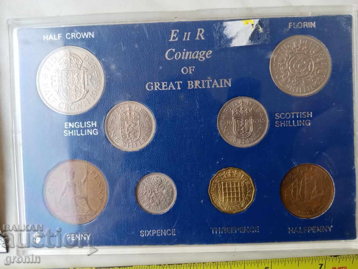 Great Britain, 1963, lot of coins, glossy, England,