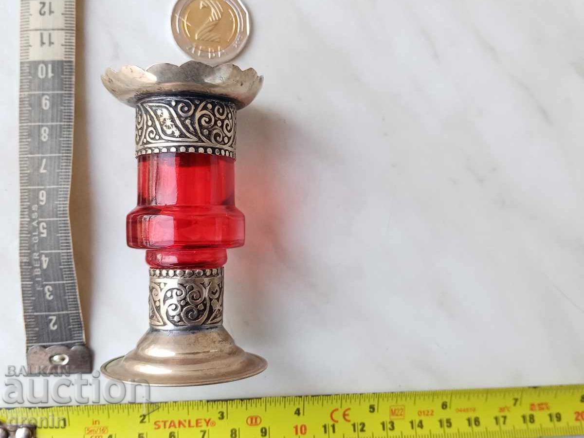 Auction  Glass and metal, candlestick, silver-plated Morocco, RRR,
