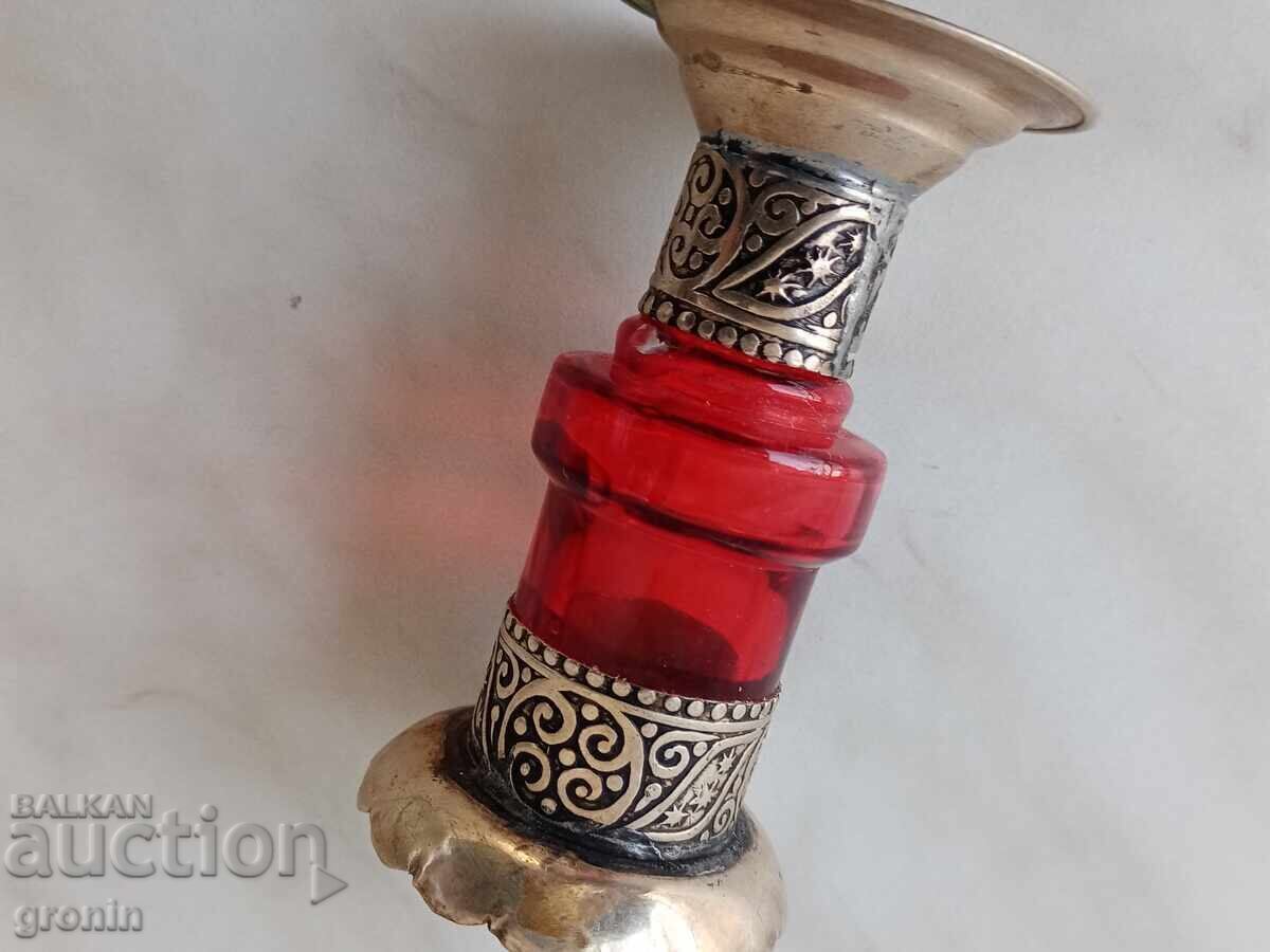 Glass and metal, candlestick, silver-plated Morocco, RRR, - 5