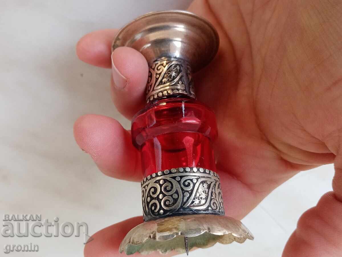 Glass and metal, candlestick, silver-plated Morocco, RRR, - 6