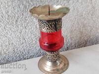 Glass and metal, candlestick, silver-plated Morocco, RRR,