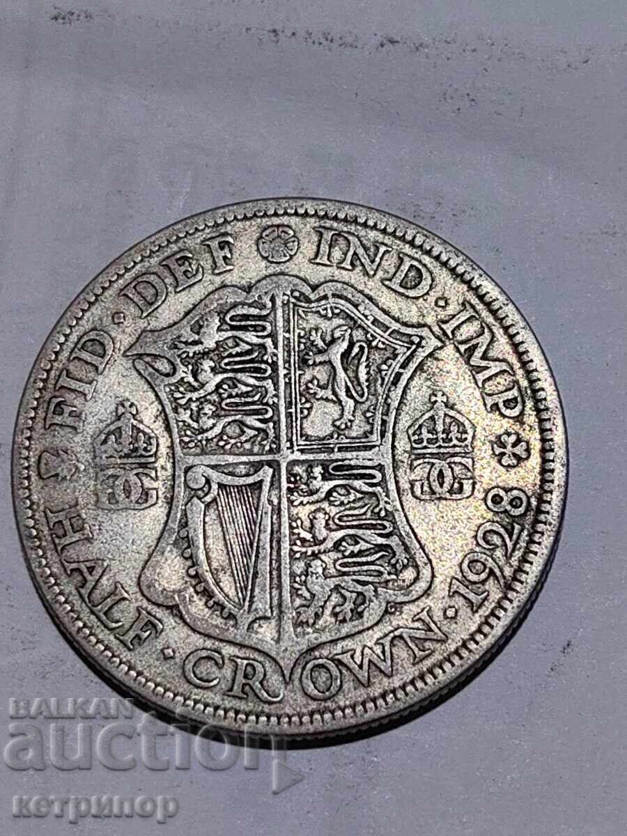 1/2 Crown Crown Great Britain 1928 Silver 1/2 Crown Crown Great Britain 1928 Silver