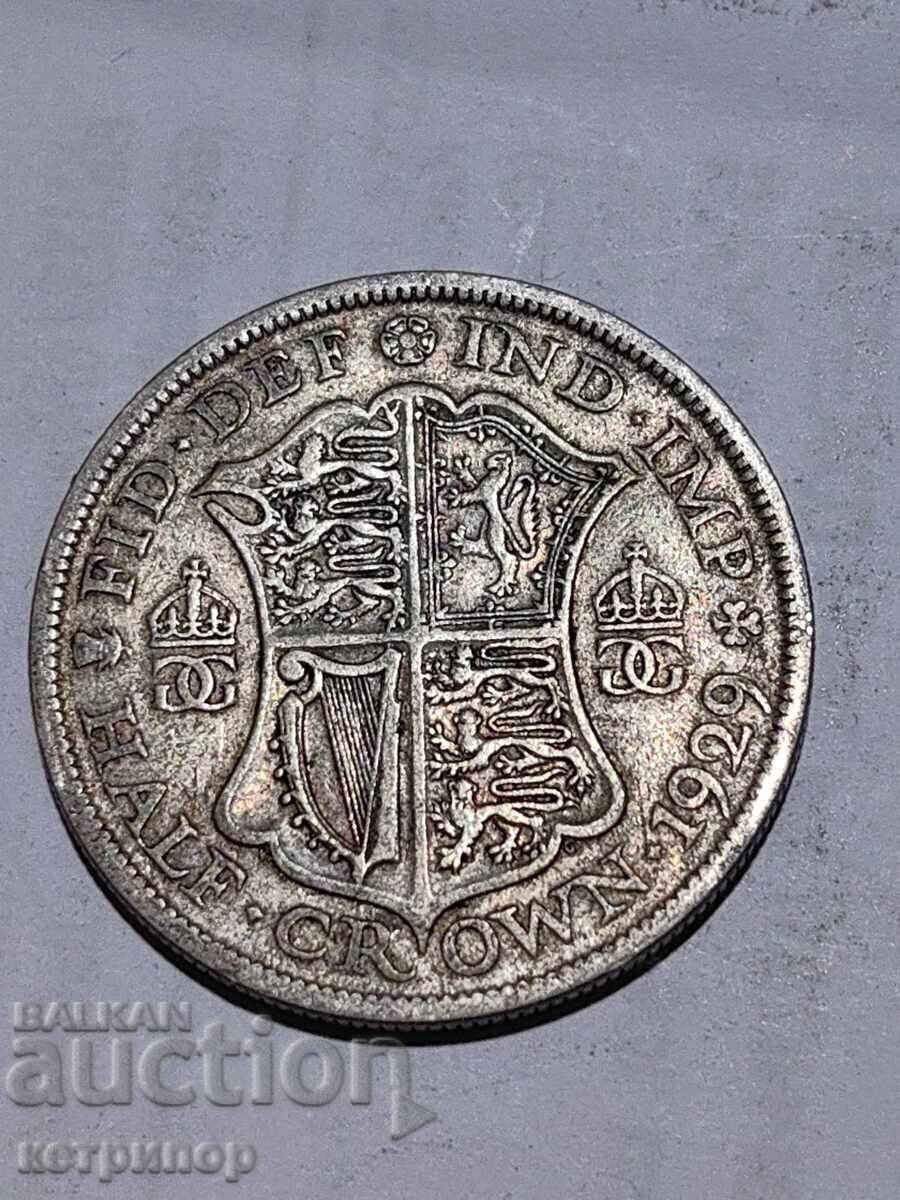 1/2 Crown Crown Great Britain 1929 Silver 1/2 Crown Crown Great Britain 1929 Silver
