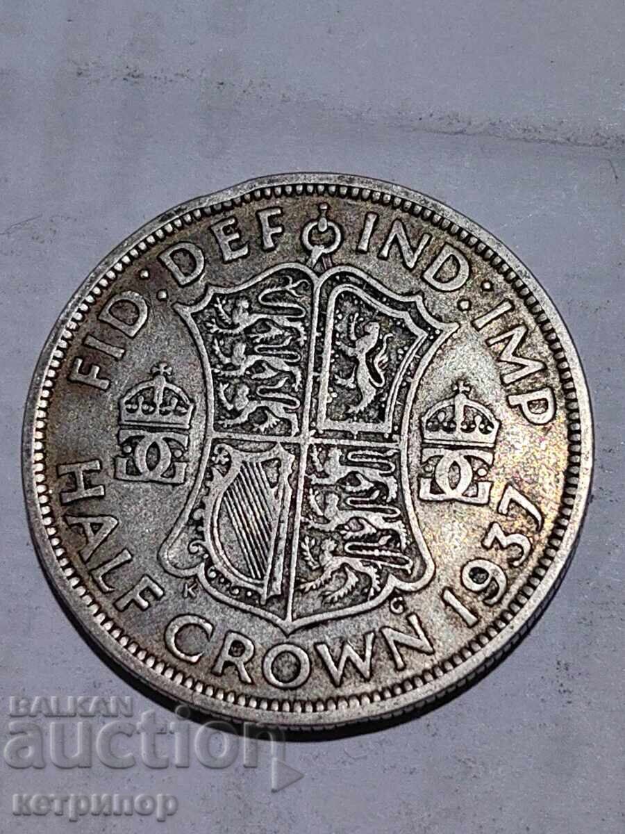 1/2 крона краун Великобритания 1937 г сребърна