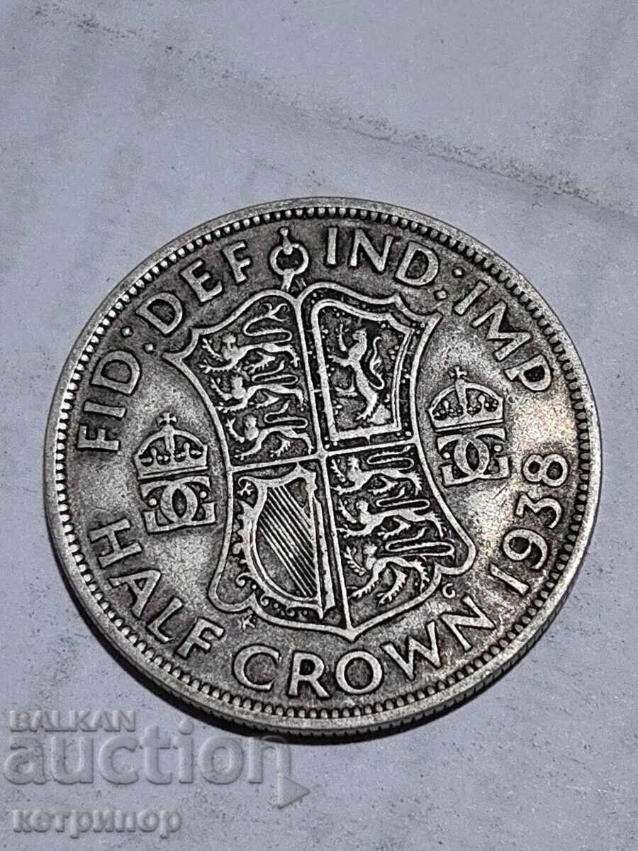 1/2 Crown Crown Great Britain 1938 silver 1/2 Crown Crown Great Britain 1938 silver