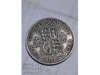 1/2 coroană coroană Marea Britanie 1938 argint