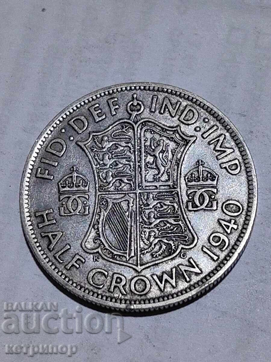 1/2 coroană crown Marea Britanie 1940 argint