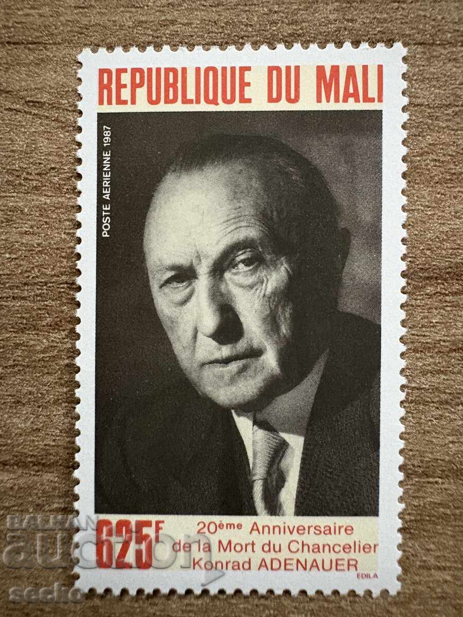 Mali - 20th anniversary of the death of Konrad Adenauer (1987) MNH