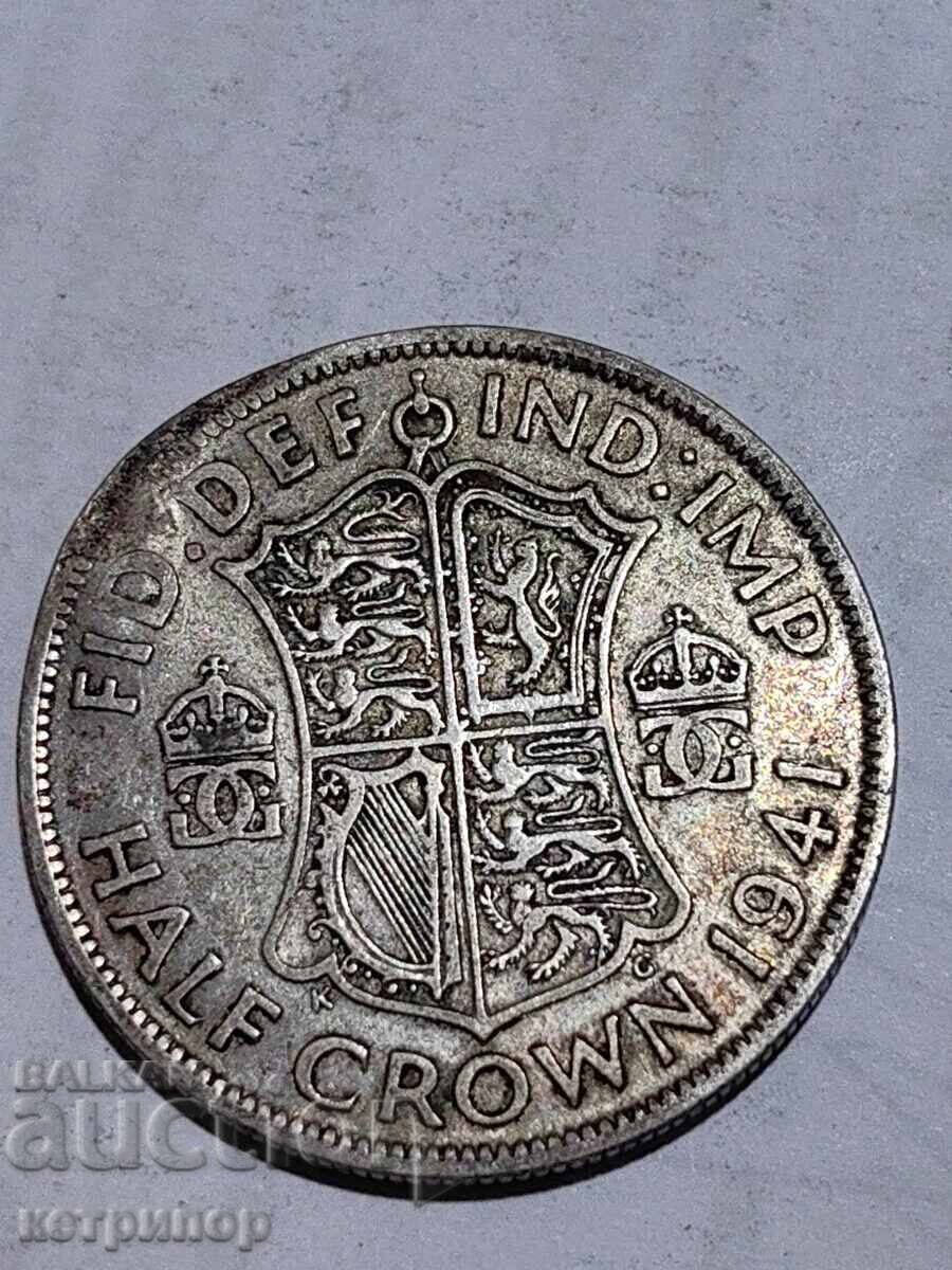 1/2 Crown Crown Great Britain 1941 Silver 1/2 Crown Crown Great Britain 1941 Silver