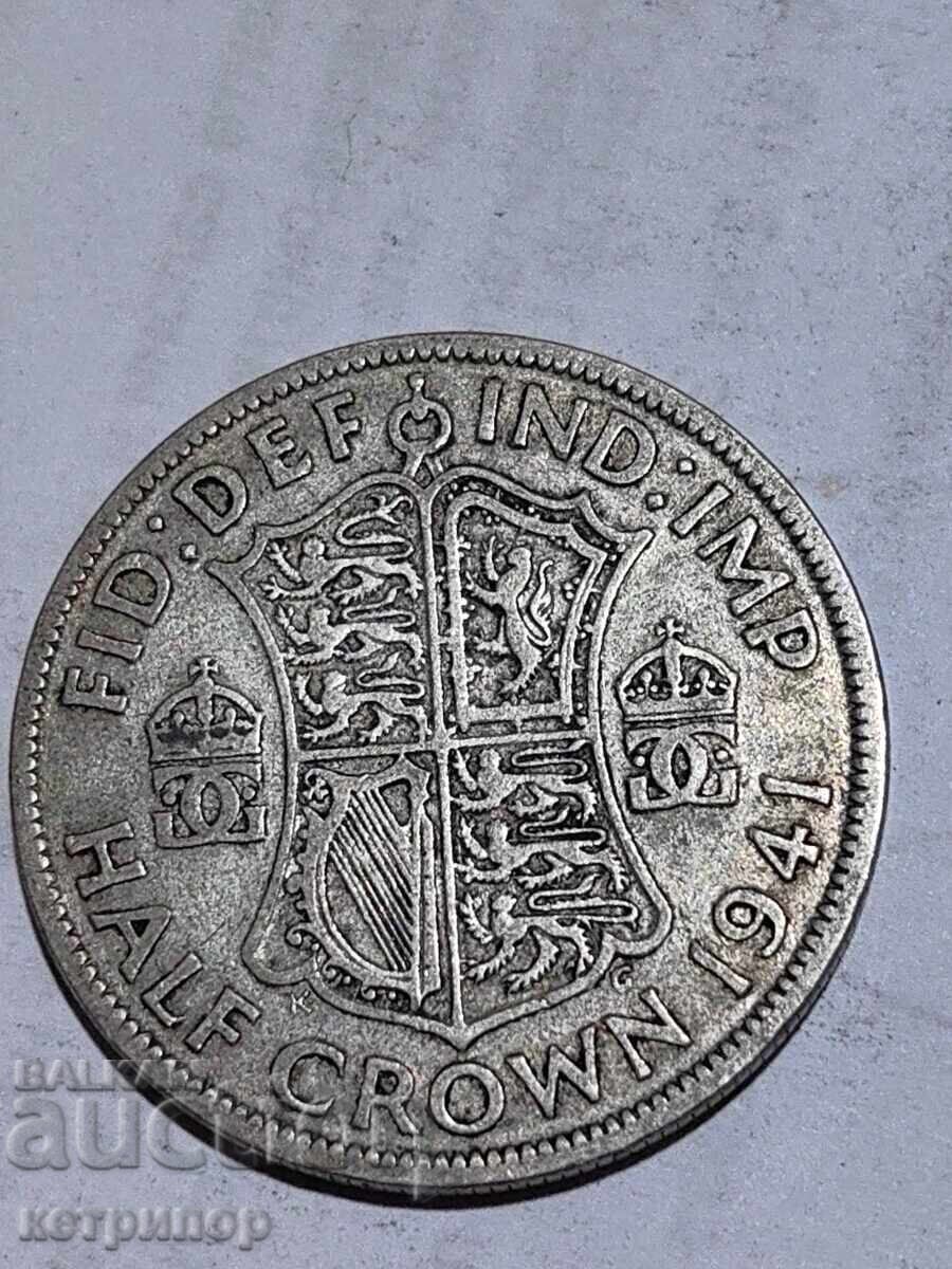 1/2 Crown Crown Great Britain 1941 Silver 1/2 Crown Crown Great Britain 1941 Silver