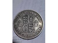 1/2 coroană coroană Marea Britanie 1945 argint