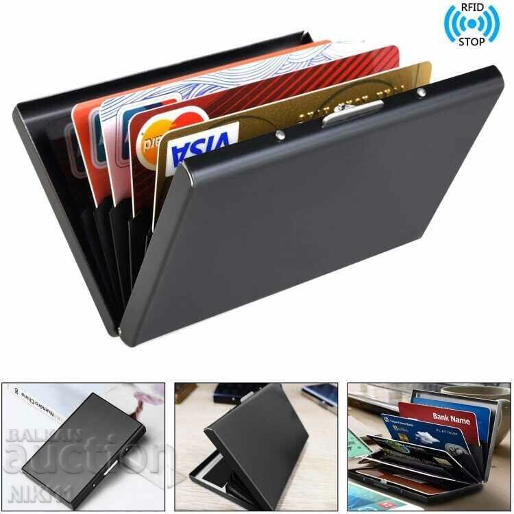 Metal wallet for credit cards, debit cards documents