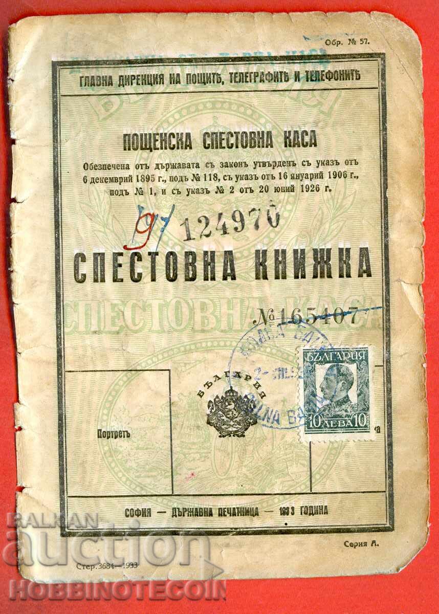 PAGE from SAVINGS BOOK 1935 DOLNA BANYA 10 Leva BORIS